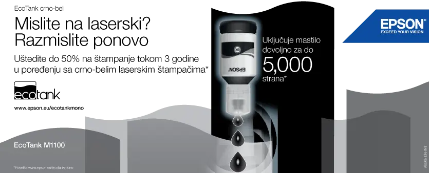 Epson EcoTank M1100 InkJet Crno Beli Štampač