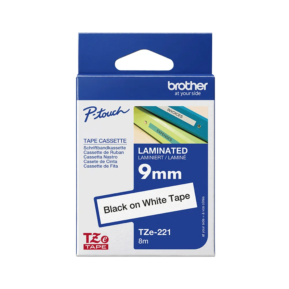 Brother TZe-221 laminirana traka 9mm (crno na belom) Brother TZe-221 laminirana traka 9mm (crno na belom)